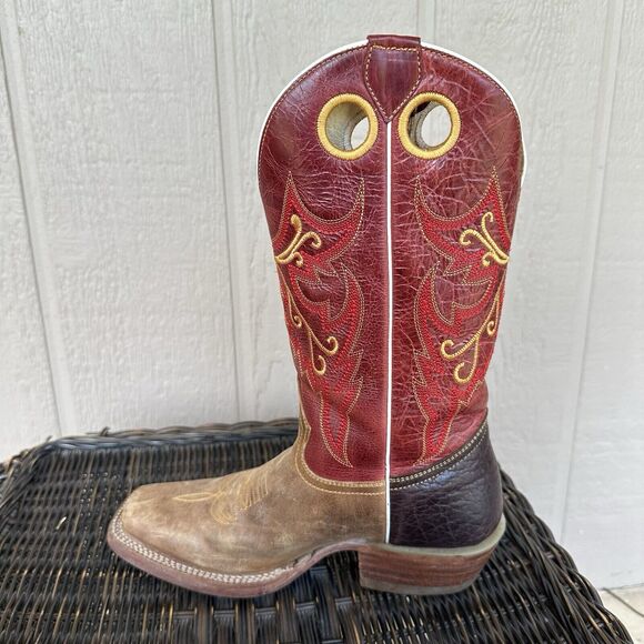 Arango Cowboy Boots Mens Size USA 6 Mex 25 Red Embroidered Western Rodeo - Picture 7 of 12